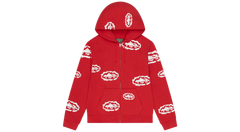 Corteiz x Denim Tears Island Wreath Zip Hoodie Red