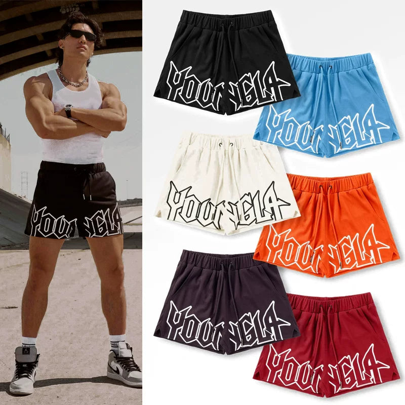 YOUNG LA Summer New Sports and Fitness Shorts Mesh Quick drying Breathable Basketball Training Shorts Casual Beach Shorts