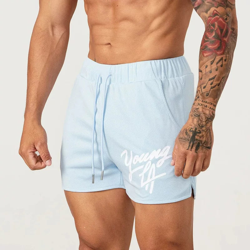 Youngla quarter shorts men's summer quick drying mesh casual sports pants running squat basketball fitness pants