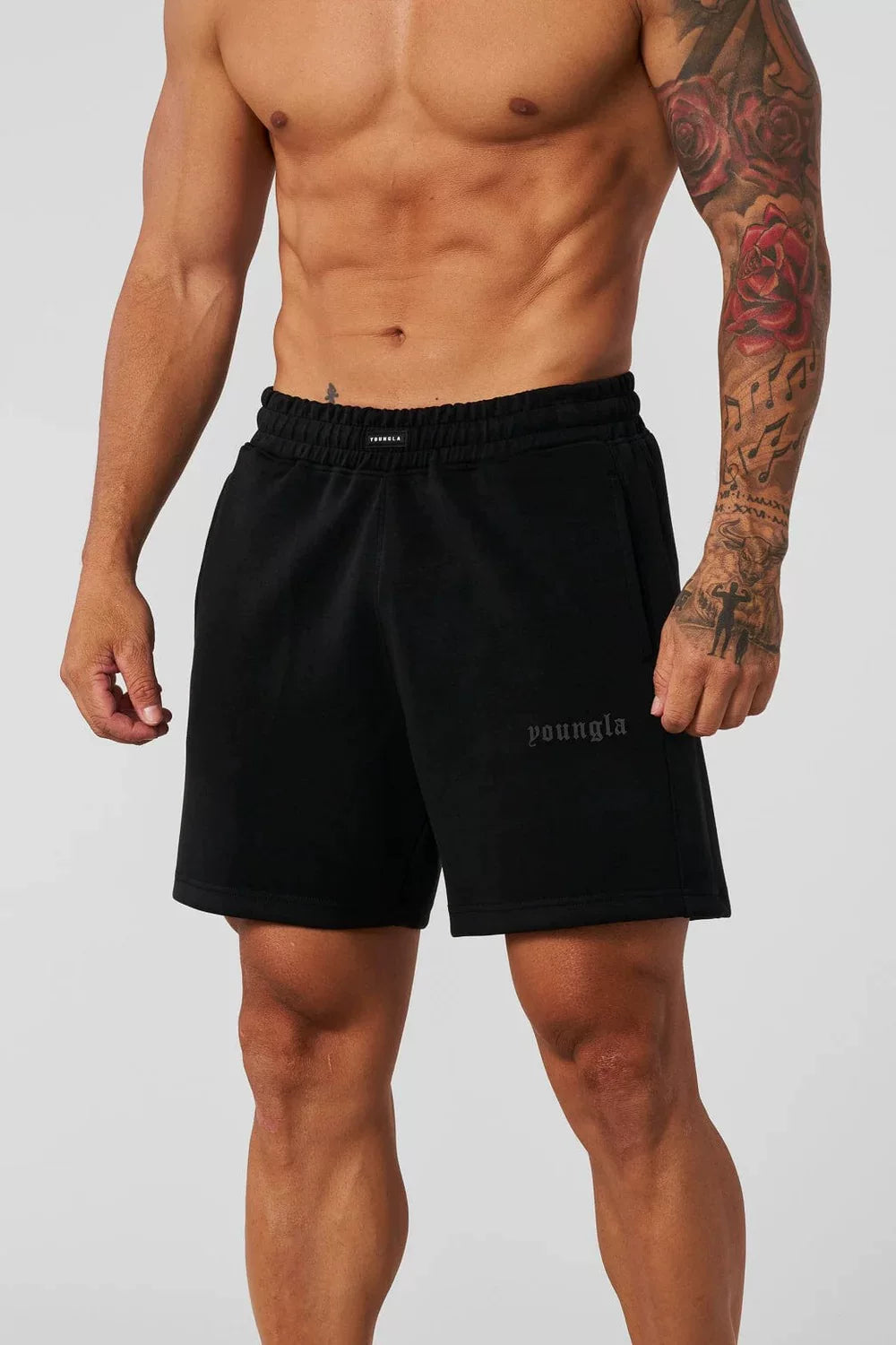 YOUNG LA American style new muscle fitness running straight shorts, summer casual trendy brand loose cross-border pants