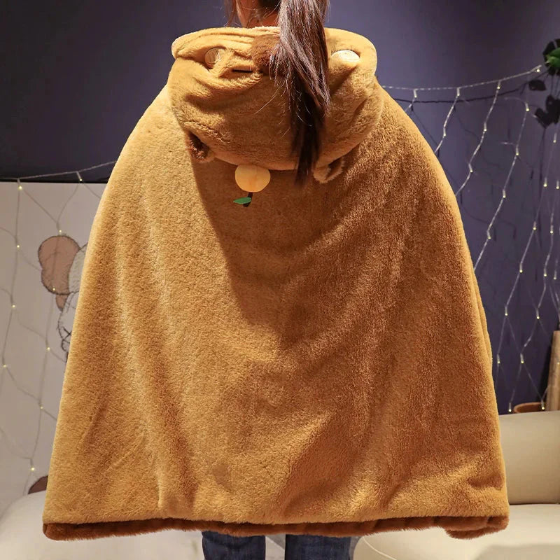 Fluffy Capybara Cloak Hooded Blanket Cape