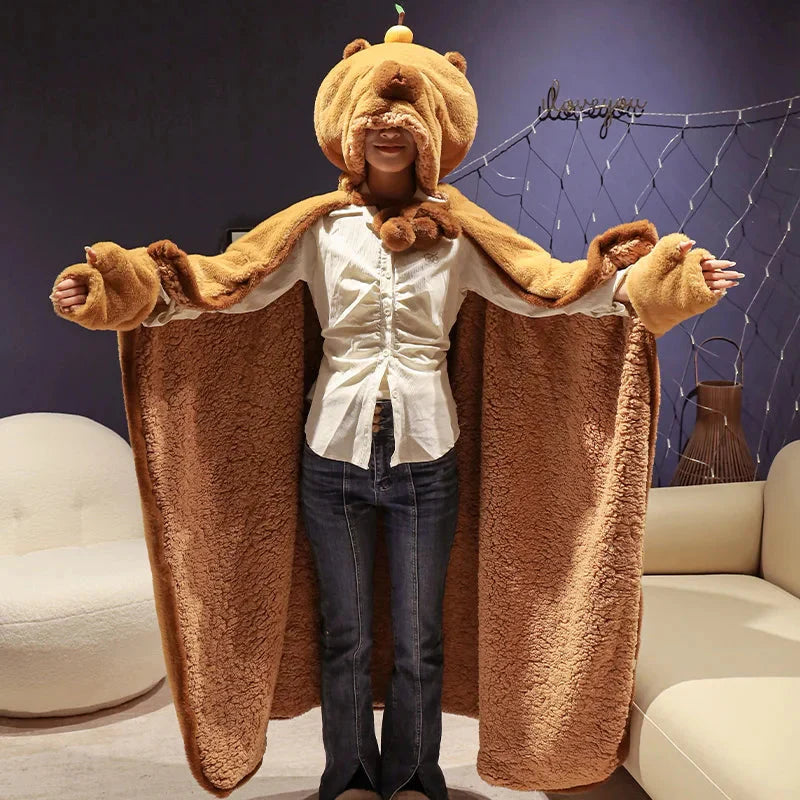 Fluffy Capybara Cloak Hooded Blanket Cape