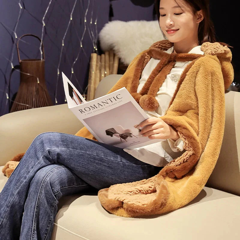 Fluffy Capybara Cloak Hooded Blanket Cape