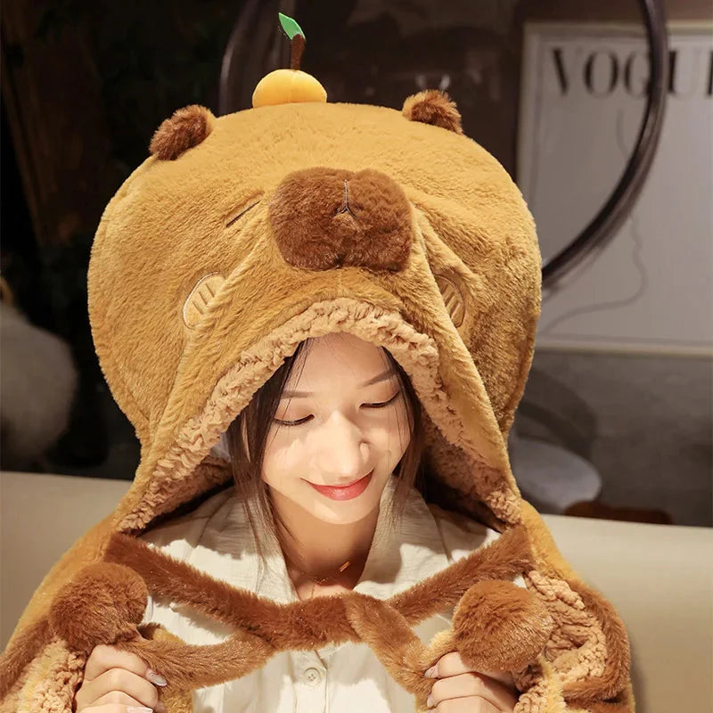 Fluffy Capybara Cloak Hooded Blanket Cape